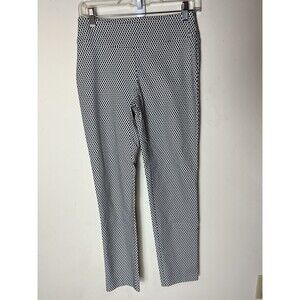 UP! CANADA WOMEN'S Black WHITE DIAMOND GEO PRINT ANKLE PANTS SIZE 4